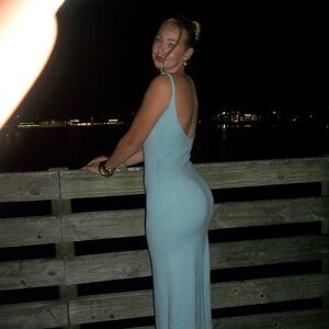 Peppermayo Light Blue Backless Bodycon Maxi Dress